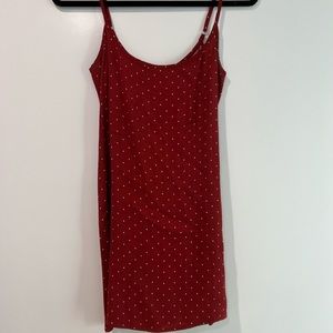Reformation red and white mini dress with polka dots